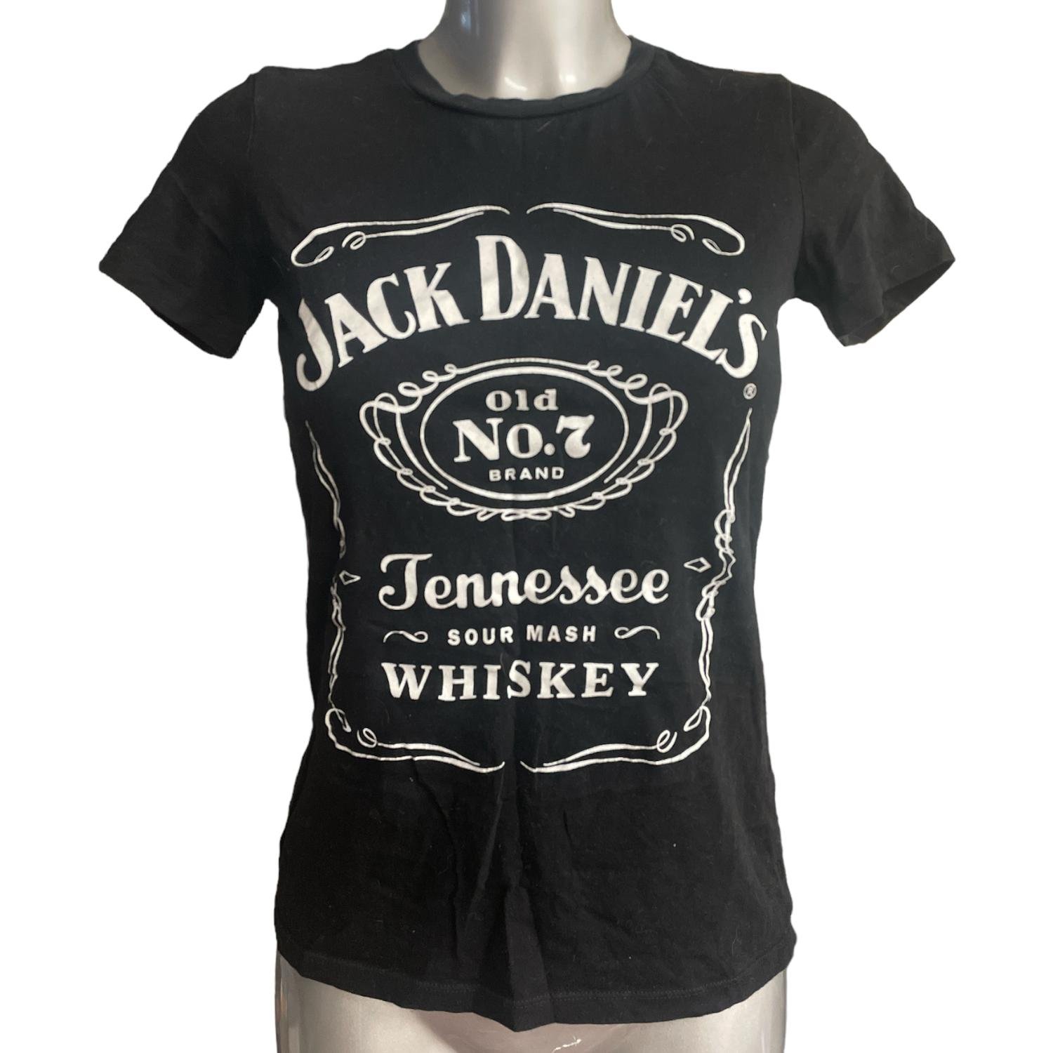 T-shirt Uomo Jack Daniel's, 100% Cotone, Nera, Con Logo, Licenza Ufficiale