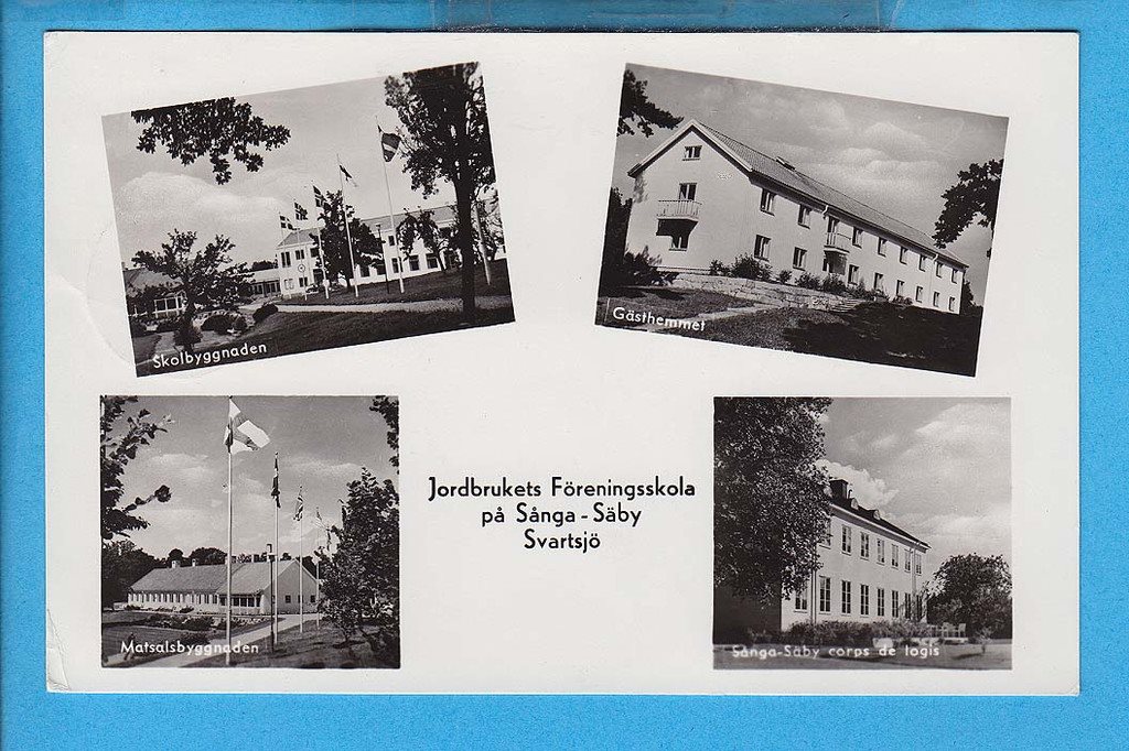 SvartsjÃ. jordbruksskolan pÃ¥ sÃ¥nga säby, 5 bildskort ca 1950 ...