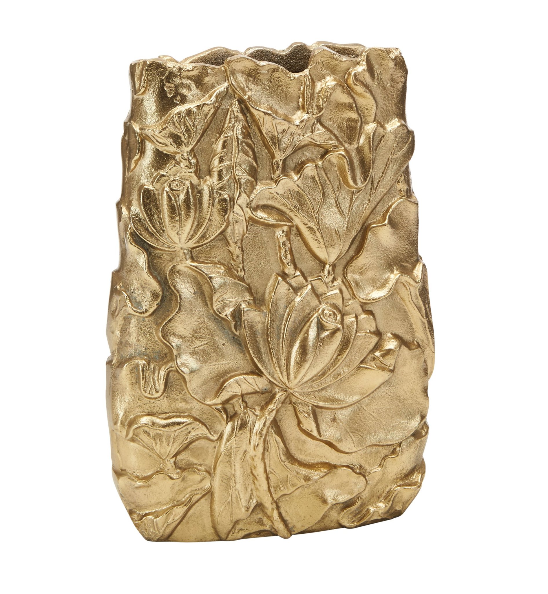 Stor guldvas fr. THG, Art Deco stil, blommor, vas, guld