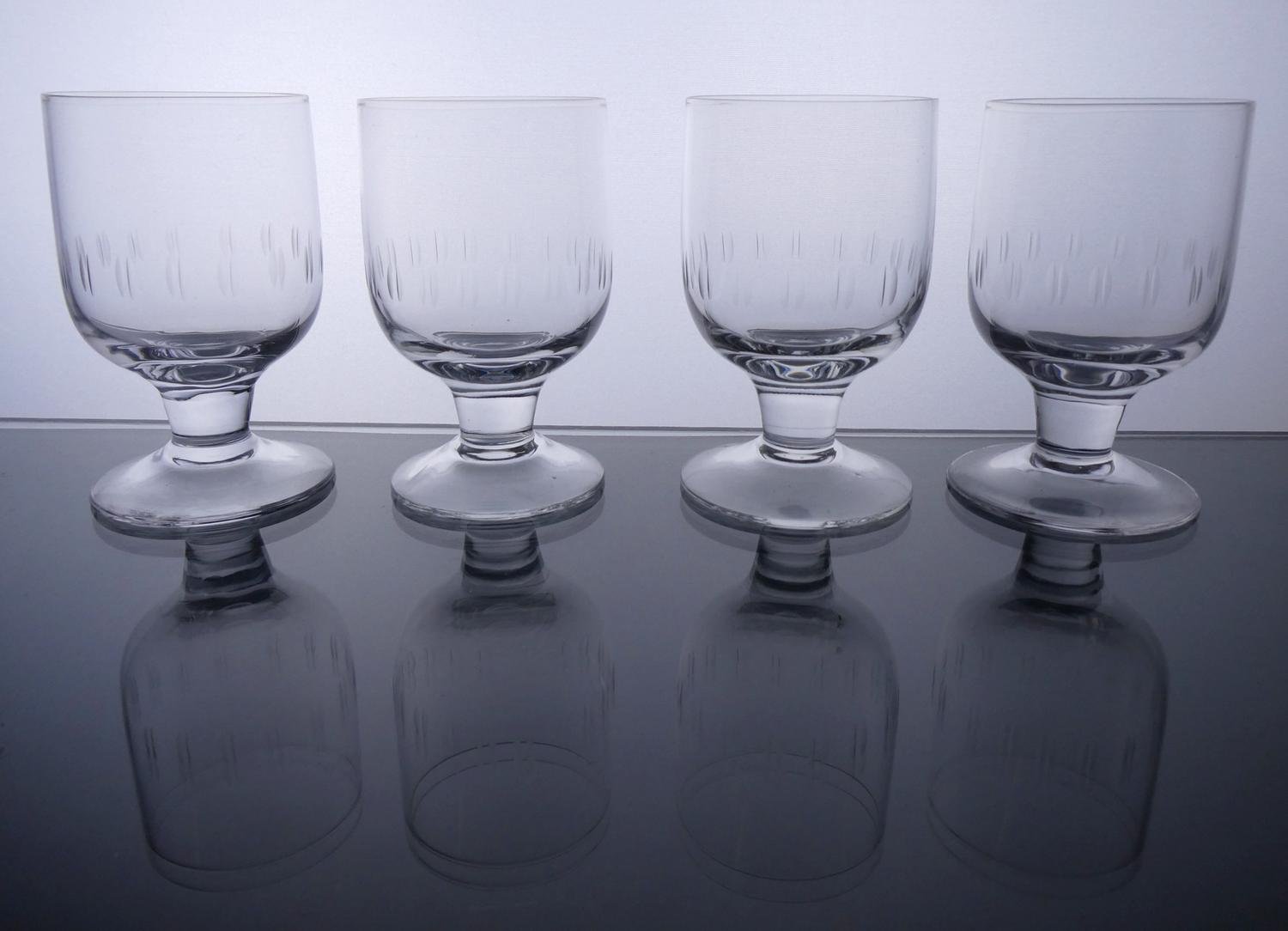 4 st Glas På Fot Med Etsad Dekor - Snaps - Spritglas