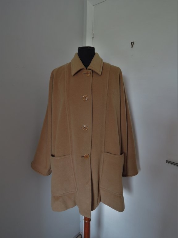 Vintage Persona Italy brun cashmere & ull kappa Plussize