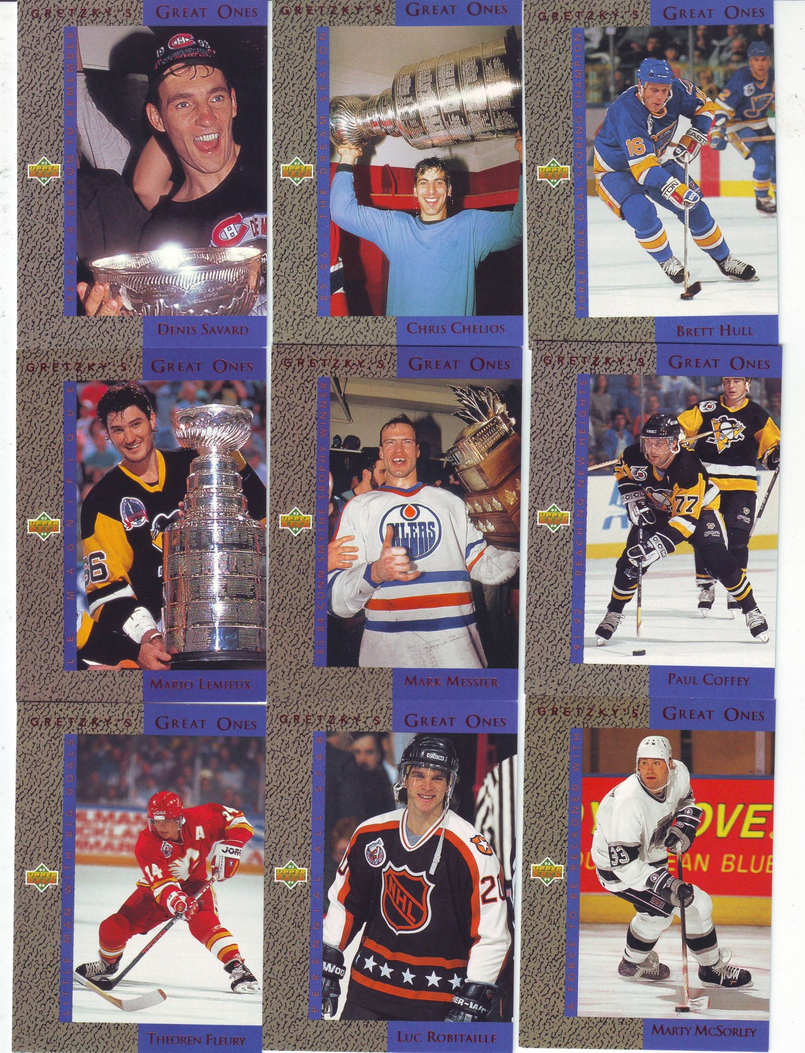 1993-94 Upper Deck Gretzky's Great Ones 10 kort komplett set Lemieux, Messier