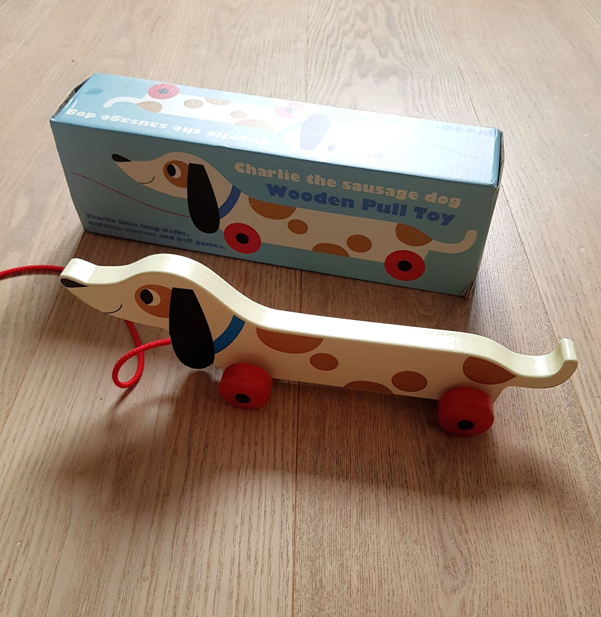 charlie the sausage dog wooden pull toy