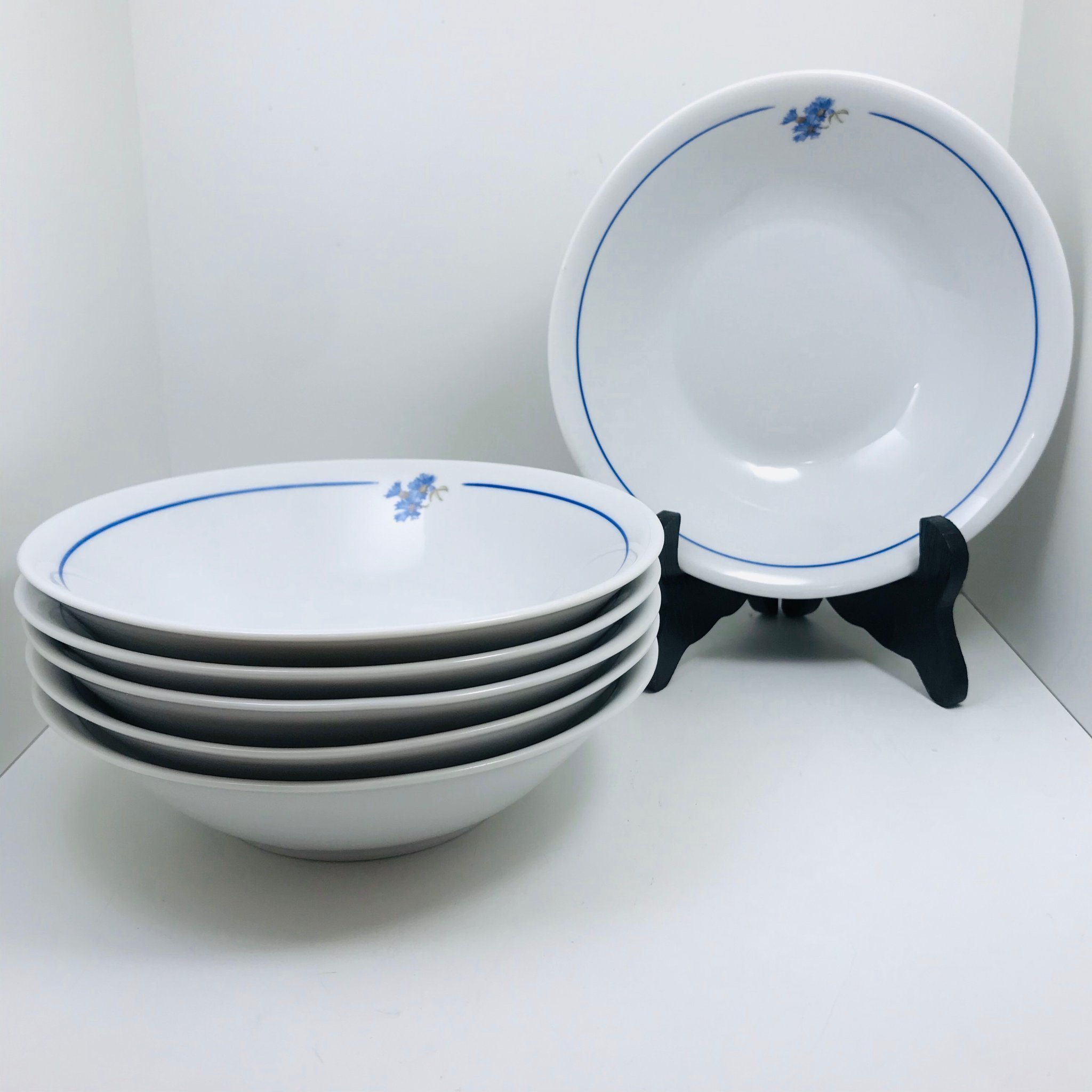 Mariehult Blåklint - 6 Frukostskålar / Djupa Tallrikar - 16 cm