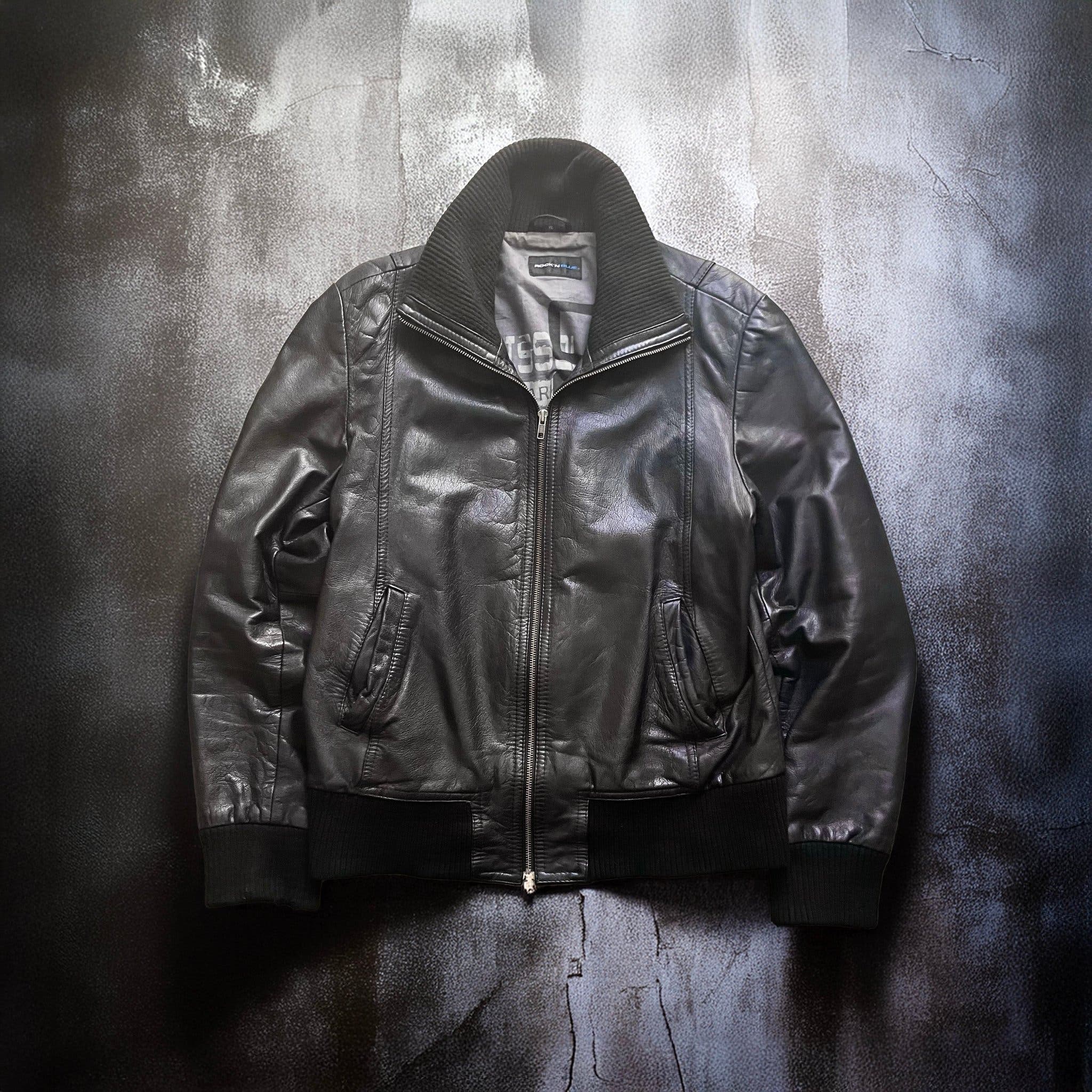 Rock 'N blue vintage 00s y2k leather jacket siz.. | Köp på Tradera