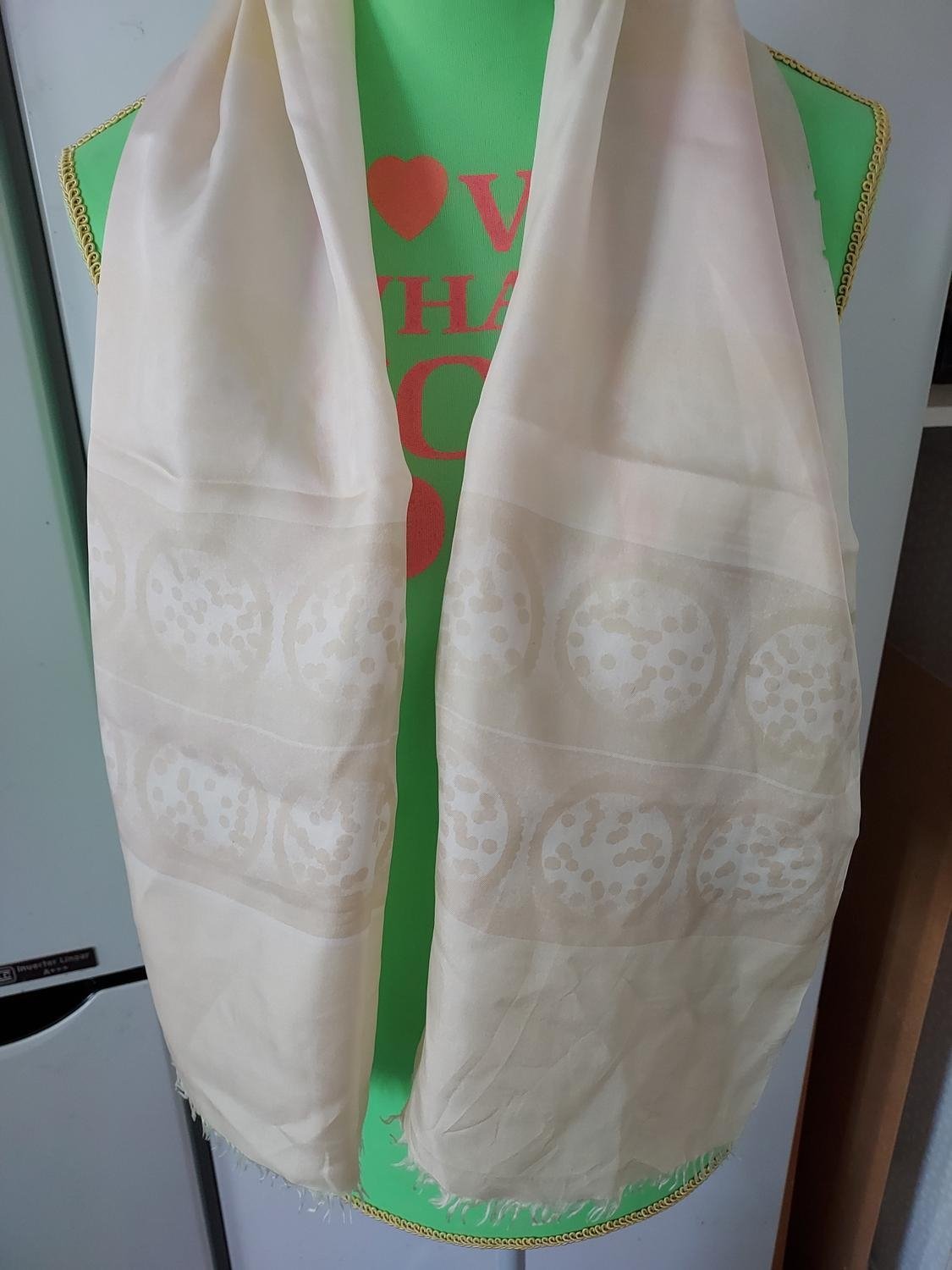 Écharpe En Soie DURER Vintage - Beige, 20x120 Cm, 100% Soie, Très Bon état