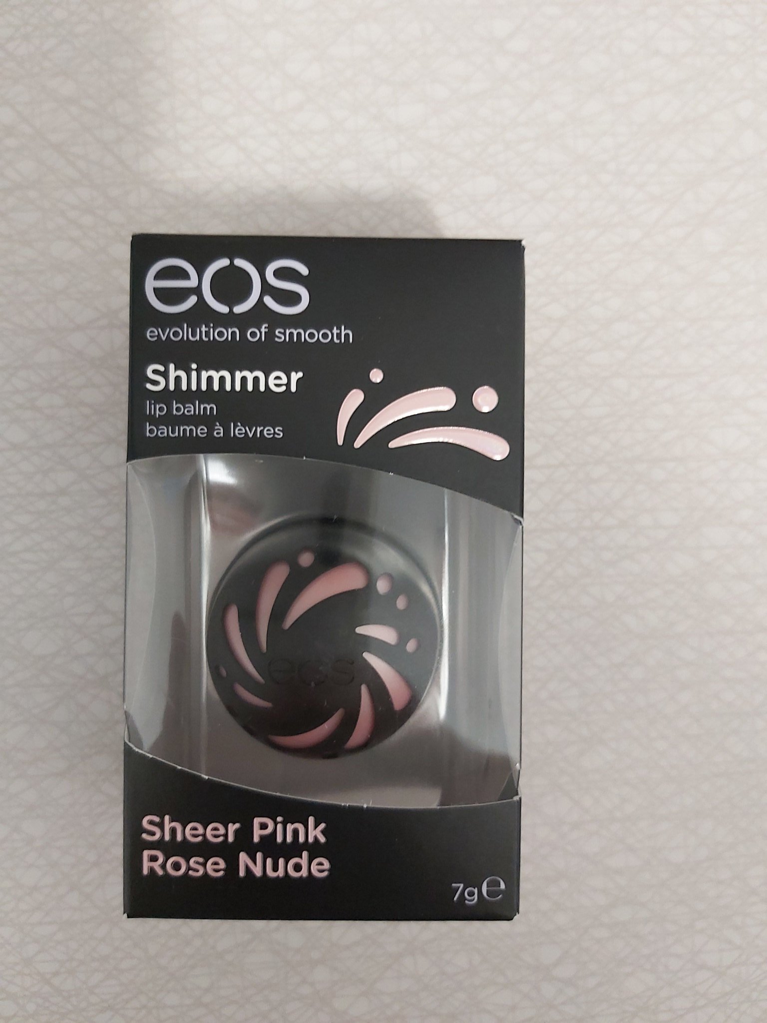 Eos shimmer lip balm sheer pink, rose nude 7g (412054720) ᐈ Köp på Tradera