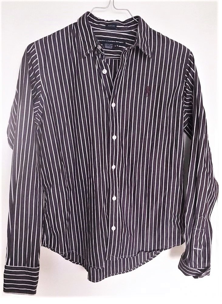 Ralph Lauren skjorta dam lila vit randig, fint skick!