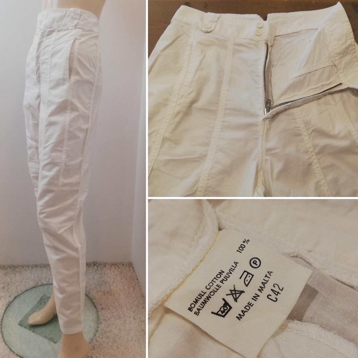 Retro sommarbyxa 80-tal bomull vita sidfickor lodräta sömmar C42