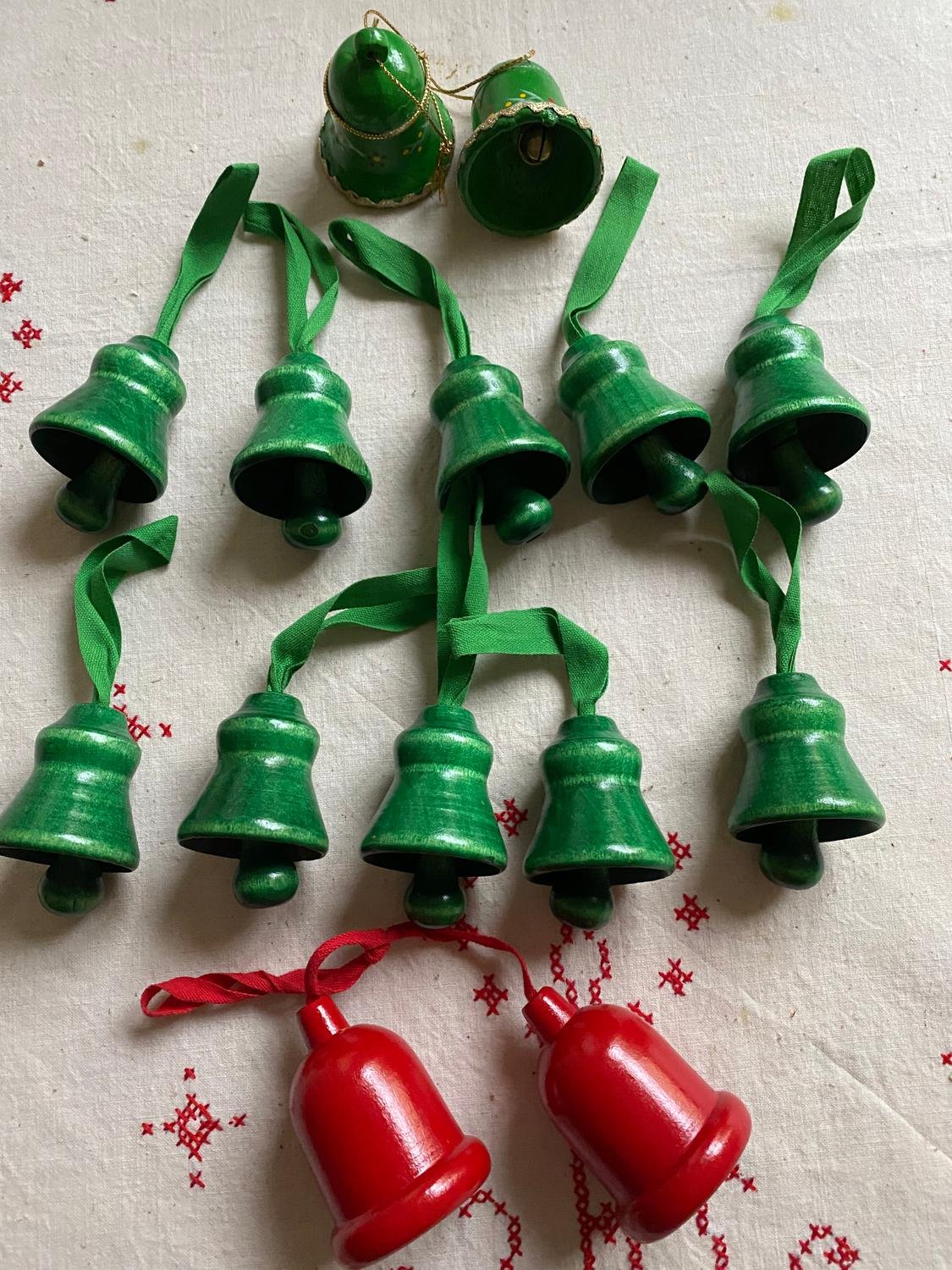 Retro Julklockor juldekoration julgranspynt trä Köp på Tradera