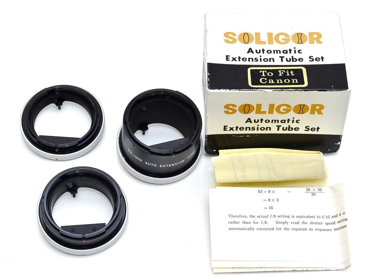 Soligor Auto Extension Tubes 3 st, passar äldre Canon FL FD objektiv