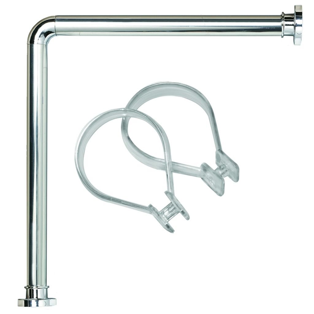 Duschstång hörn Seallux + 12 ringar 90 x 90 cm krom 13276666118