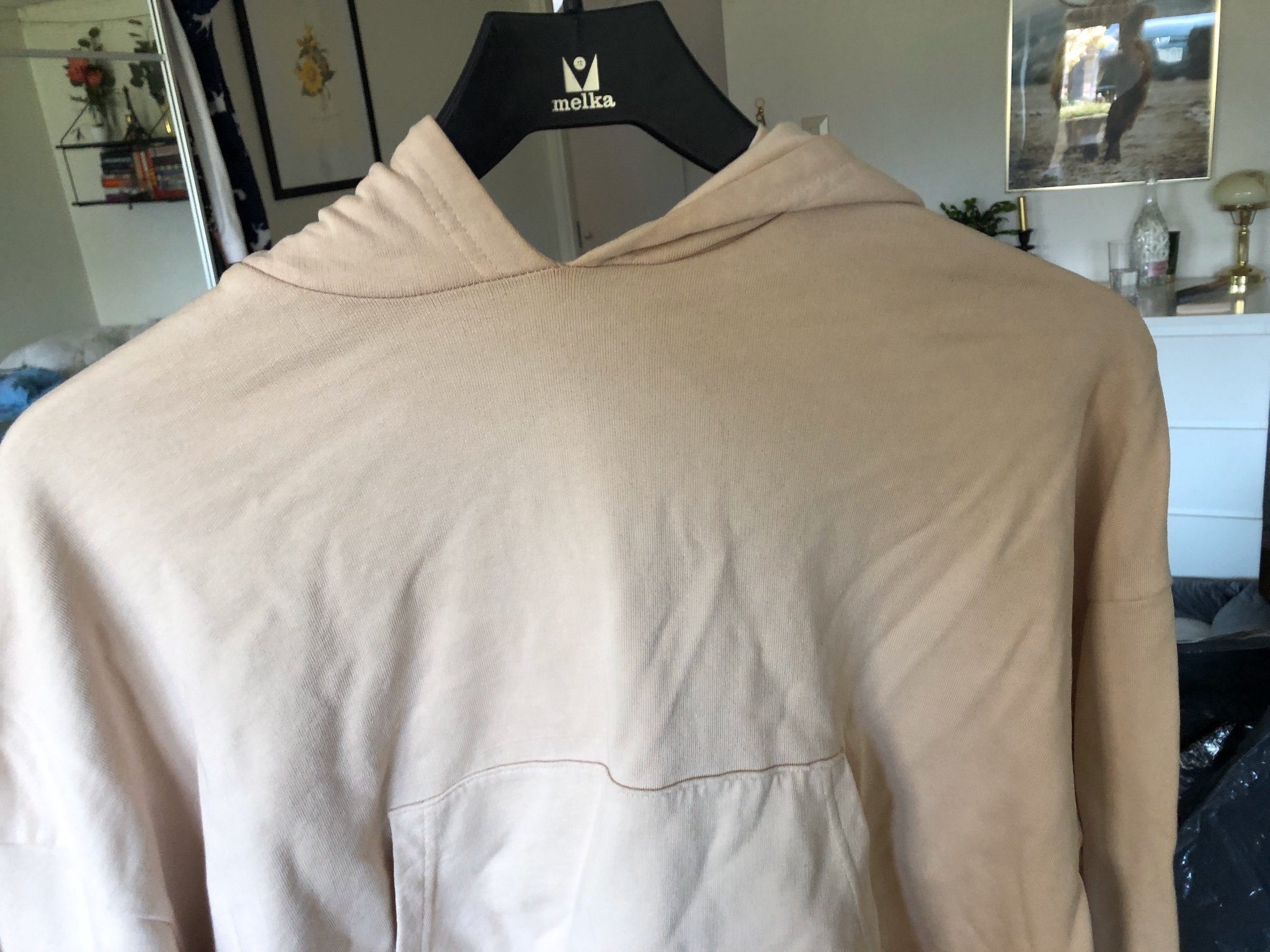 Beige luvtröja/sweatshirt i storlek XS
