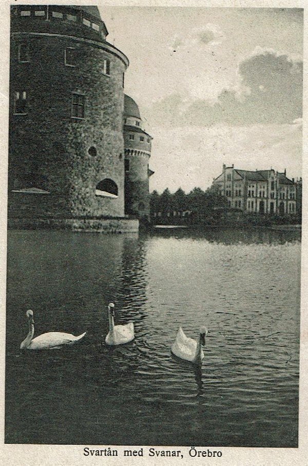 Örebro. Svartån med svanar.