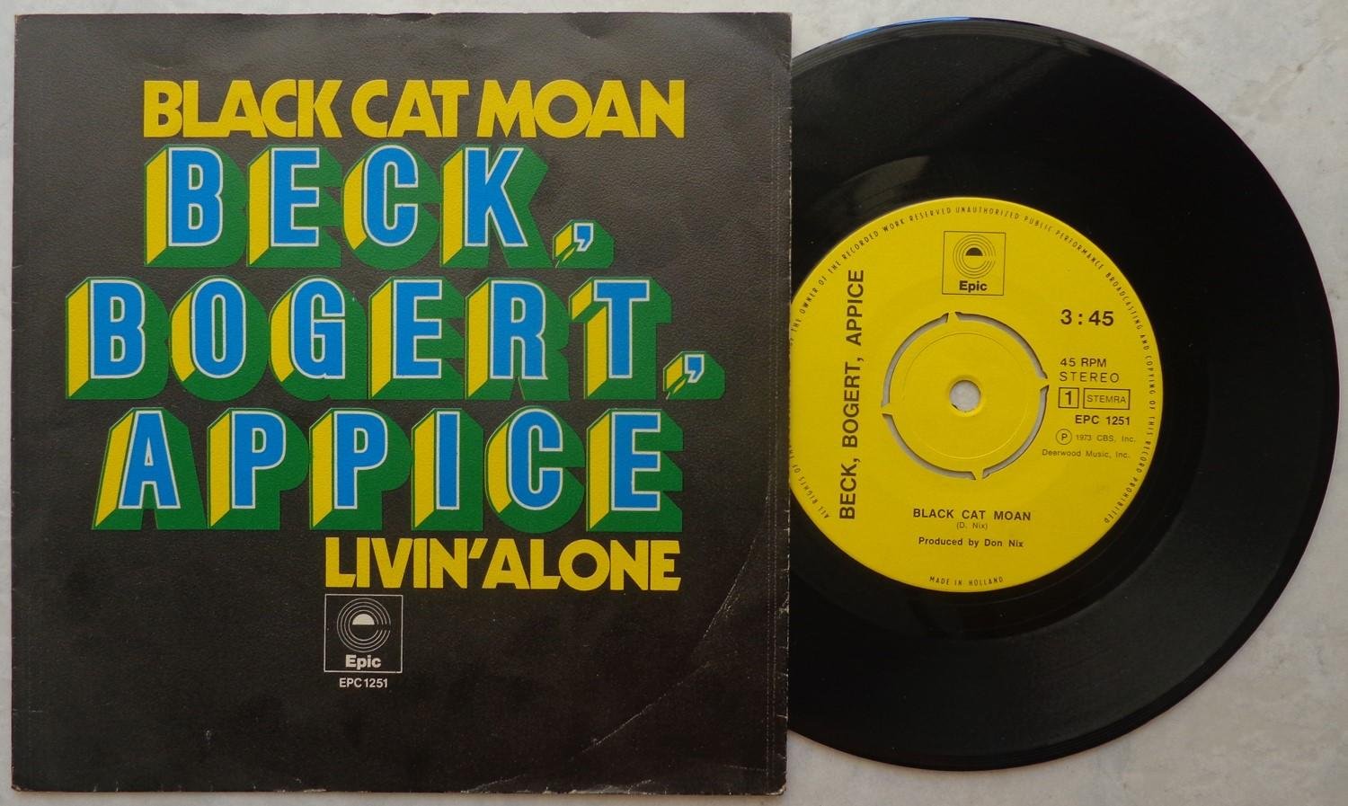 BECK, BOGART, APPICE 'Black Cat Moan' 1973 Dutch 7"