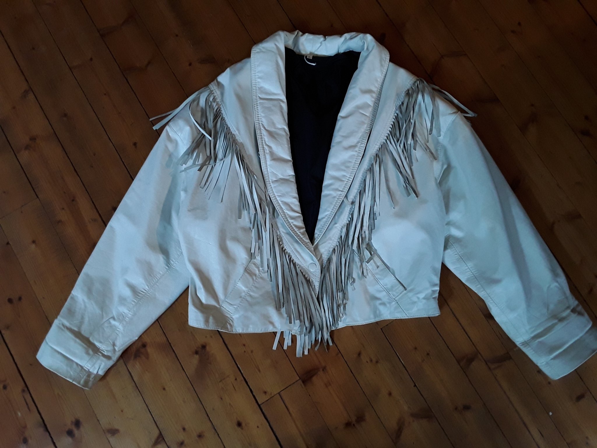 80 tal vintage skinn frans jacka 80 tal vintage skinn frans jacka