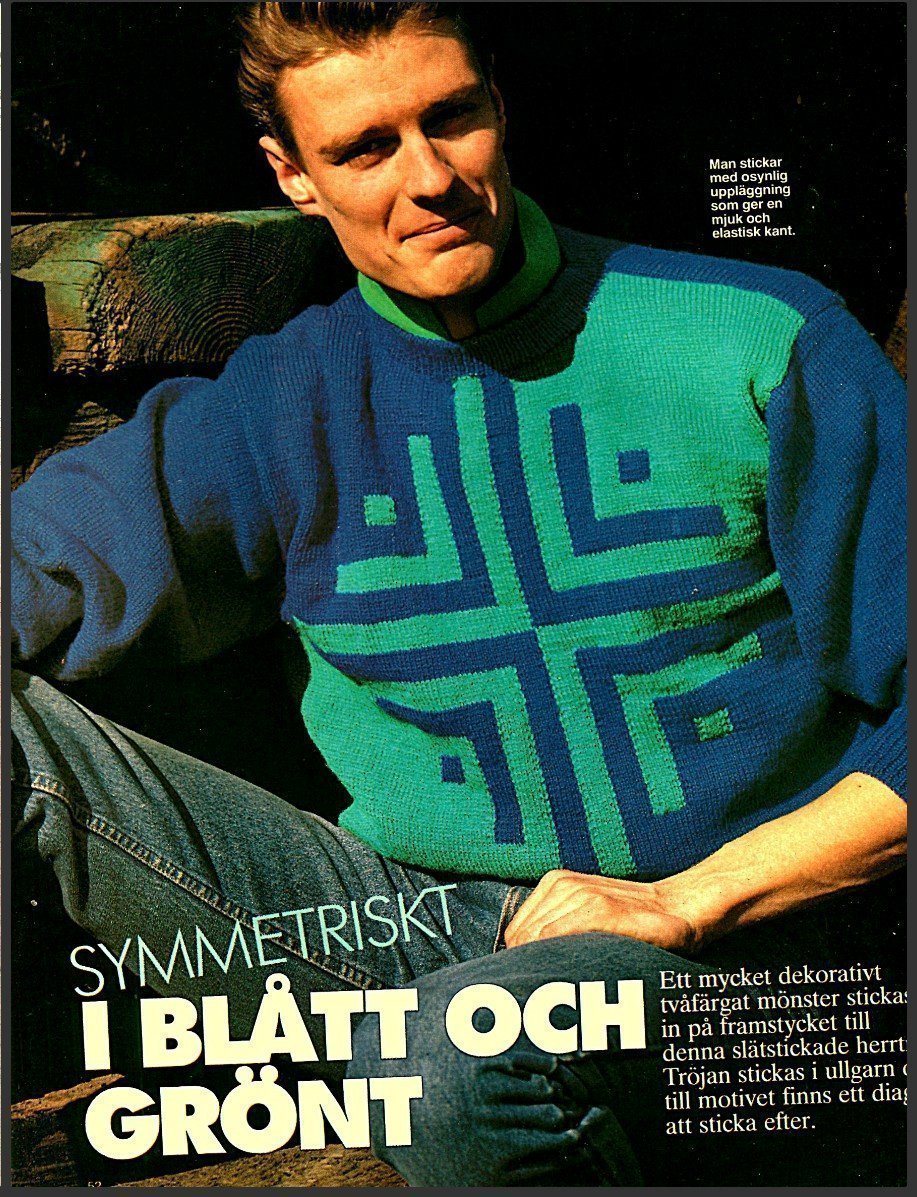 Stickmönster:Sticka en herrtröja med symmetriskt mönster(ej färdigstickad tröja)