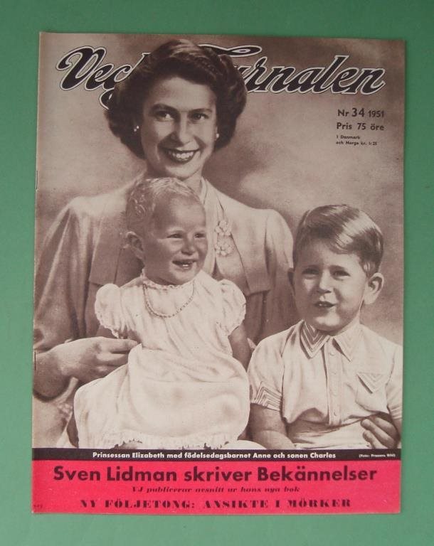 Vecko-Journalen 1951-34. Elizabeth / Anne / Charles på frams