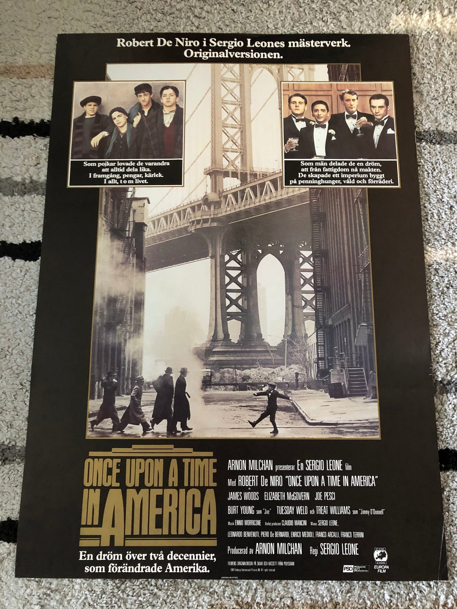 ONCE UPON A TIME IN AMERICA (1984) SERGIO LEONE,FILMAFFISCH FRÅN BIOGRAF, 70X100