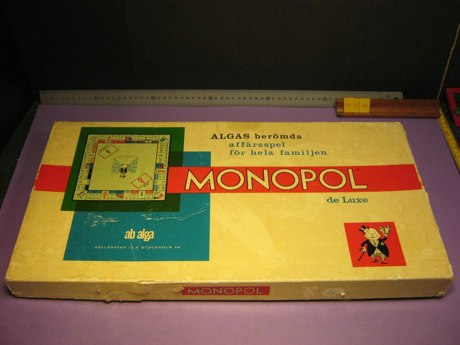 Monopol de Luxe, Äldre Alga ca 1963, # 12 00 04, Komplett, STOR spelplan