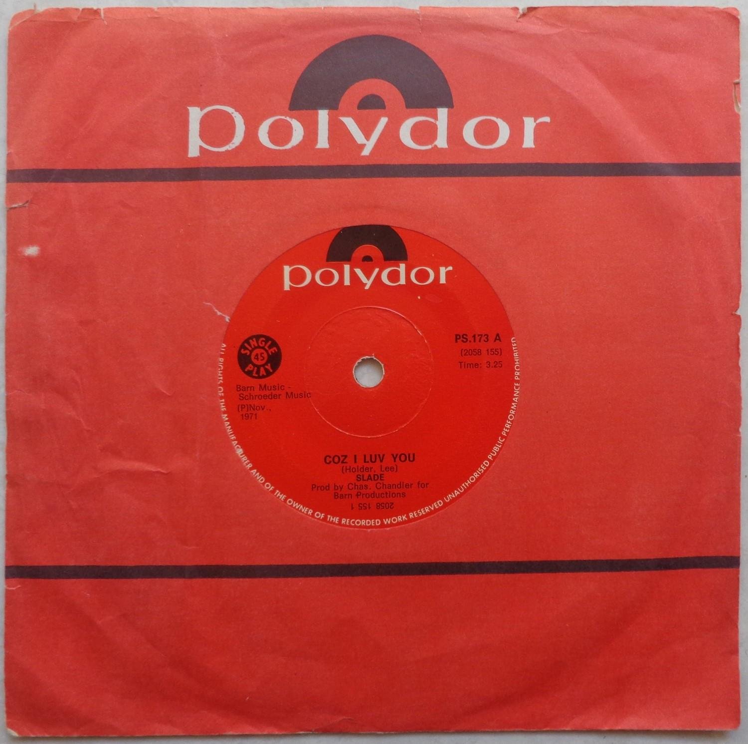 SLADE 'Coz I Luv You / My Life Is Natural' South African 7"