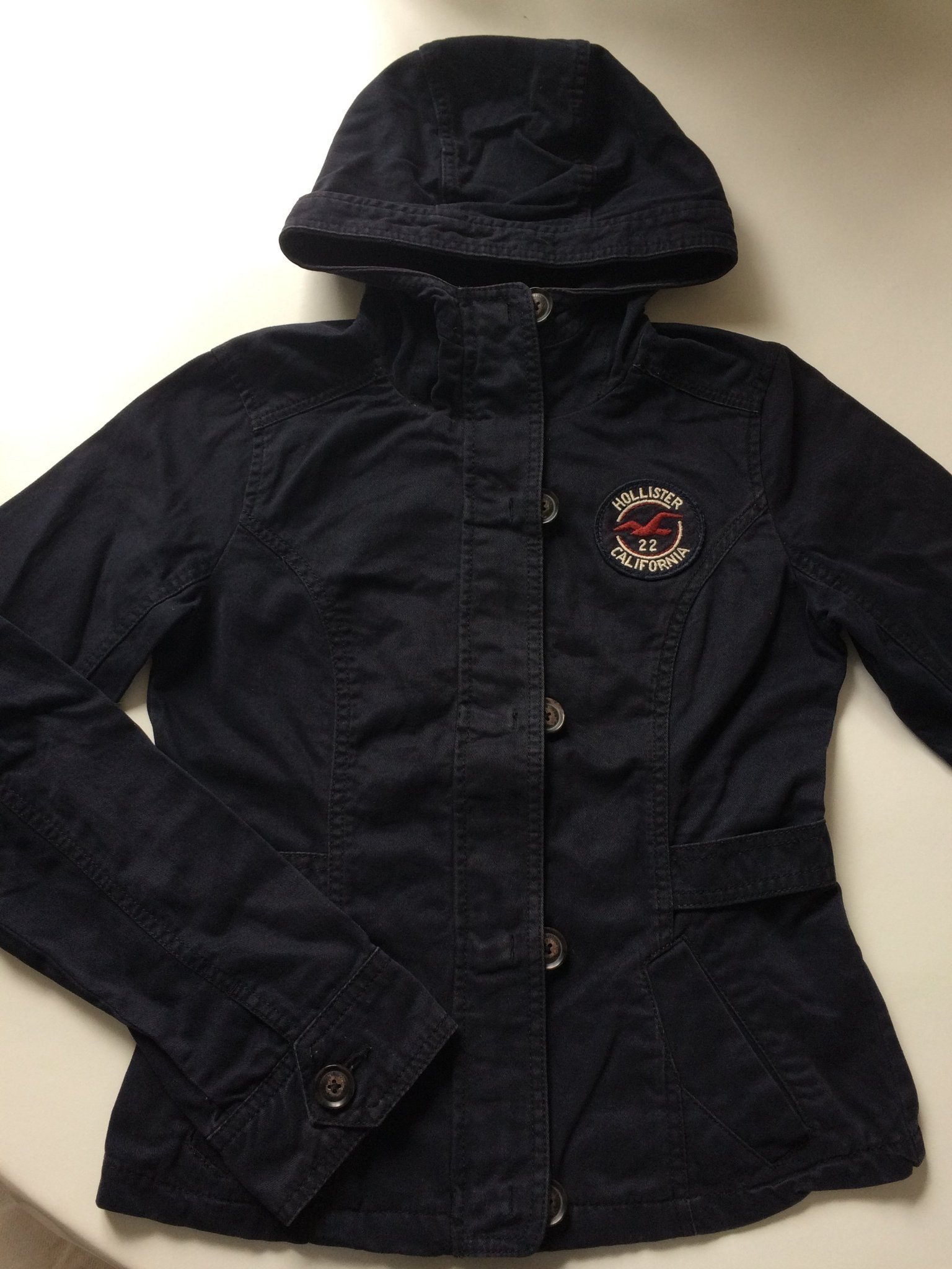 Mörkblå jacka, Hollister, XS 100% bomull Mörkblå jacka, Hollister, XS 100% bomull