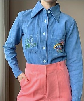 Jeansjacka 70-talet jacka jeans bomull broderi broderat blå