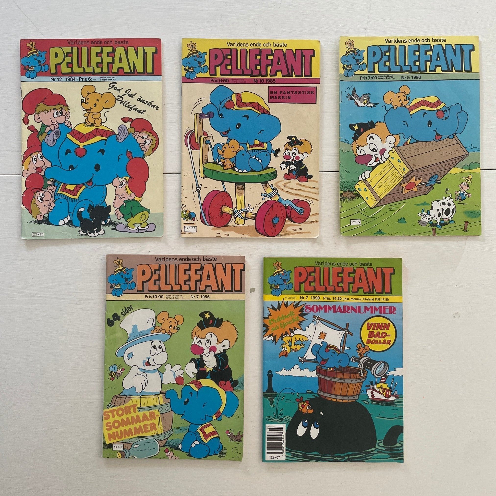 Pellefant – 5 st serietidningar 1984–1990 Klassiker Begagnat paket