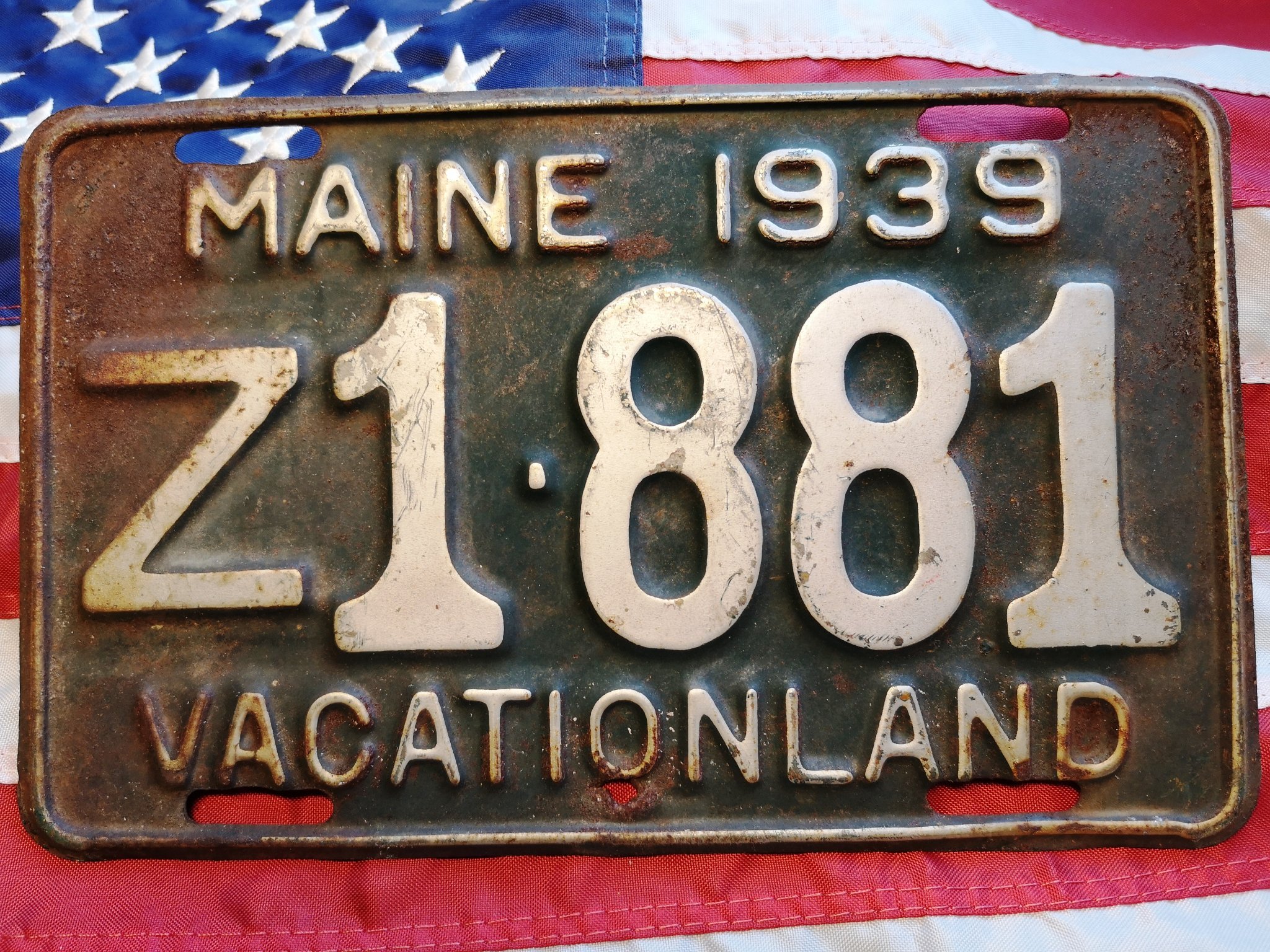 U.S. License Plate - Maine 1939 !! - Vacationland