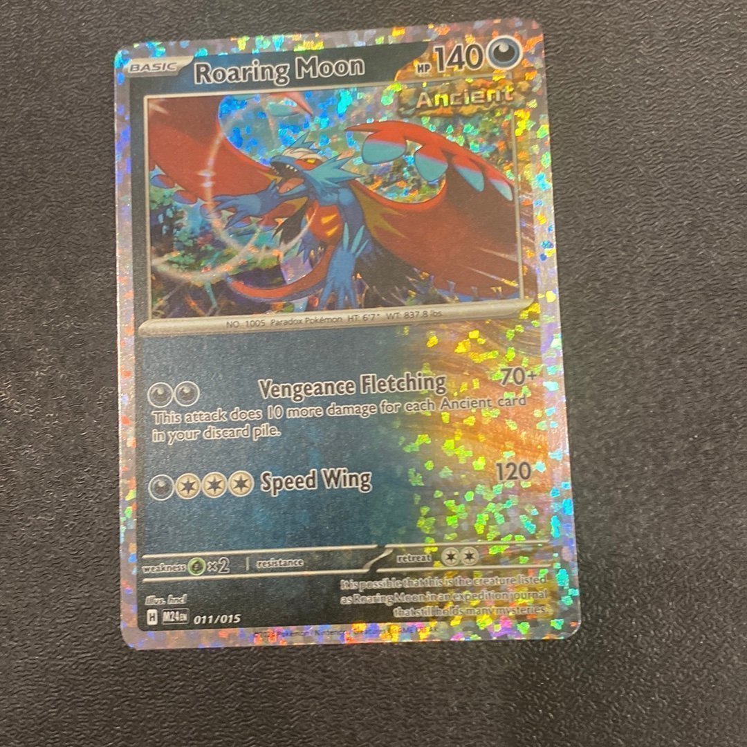 roaring moon pokemon card 011 015 Amazon.com: Pokémon TCG: Roaring Moon ex Box (1 Foil Promo Card, 1 Oversize  Foil Card & 4 Booster Packs) : Toys & Games main image 0