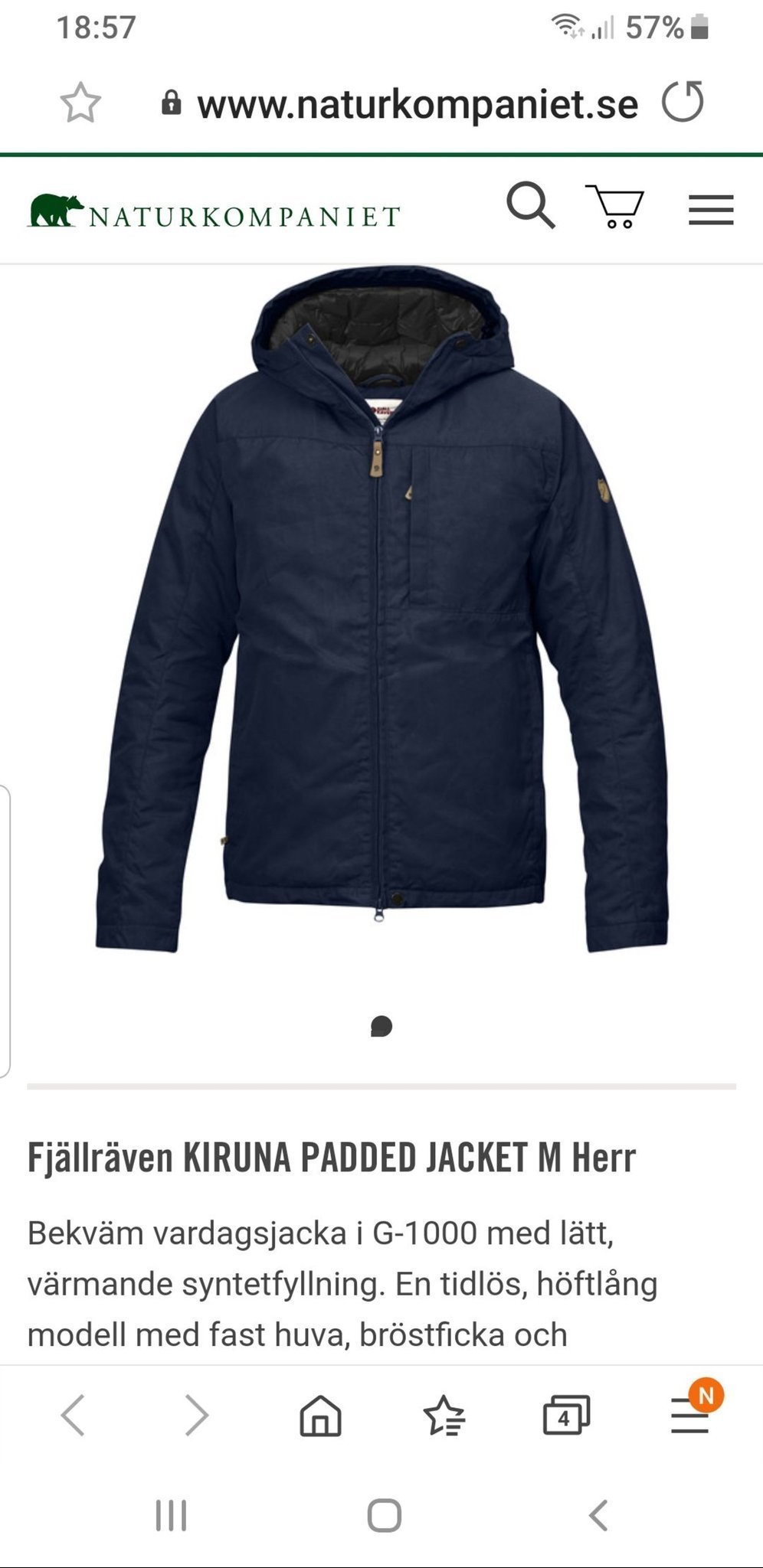 Fjällräven Kiruna Padded jacket,helt NY.Dark Navy. Fjällräven Kiruna Padded jacket,helt NY.Dark Navy.