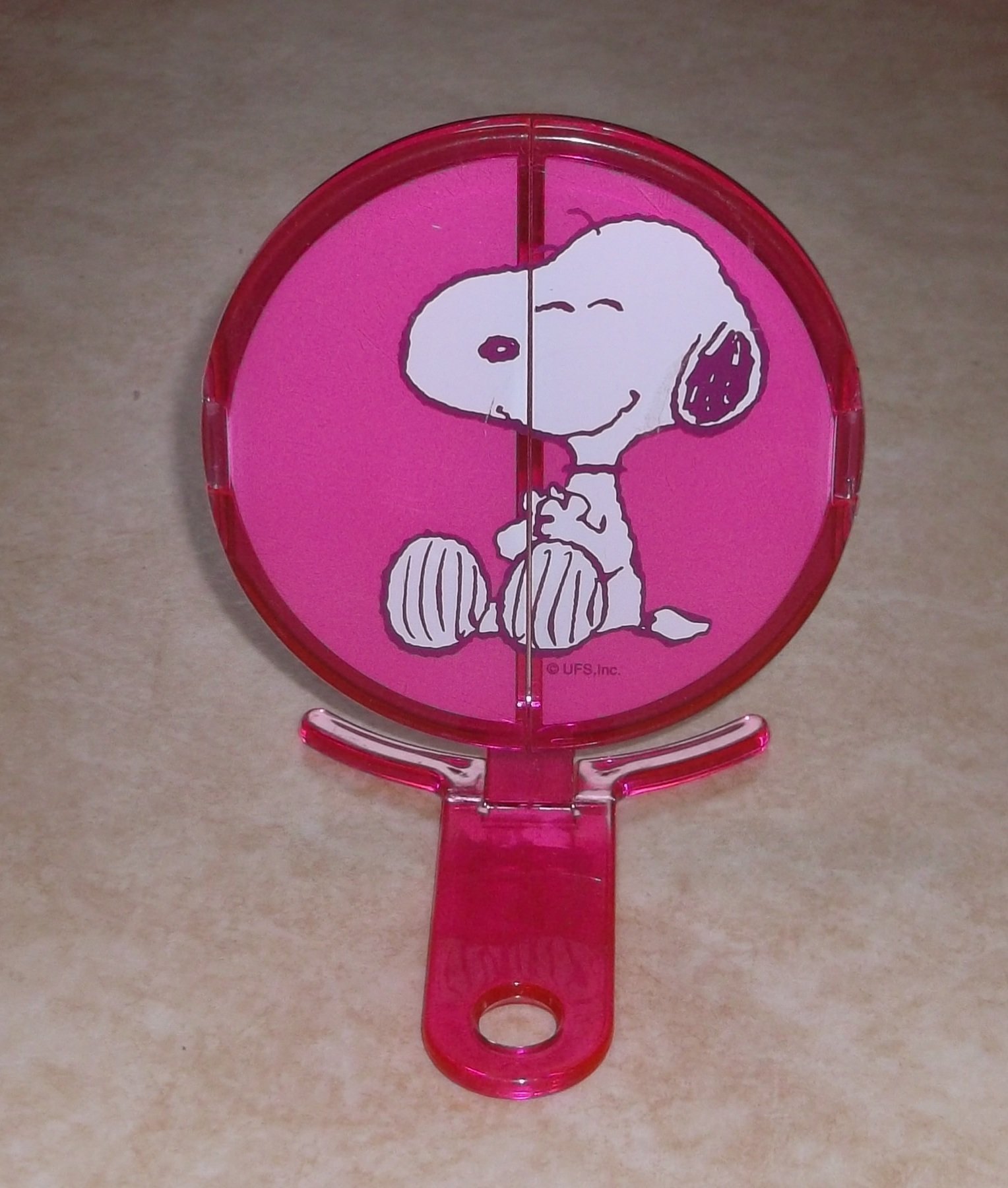 Sminkspegel Snobben rosa spegel utfällbar 3-delad Snoopy Beagle Hund
