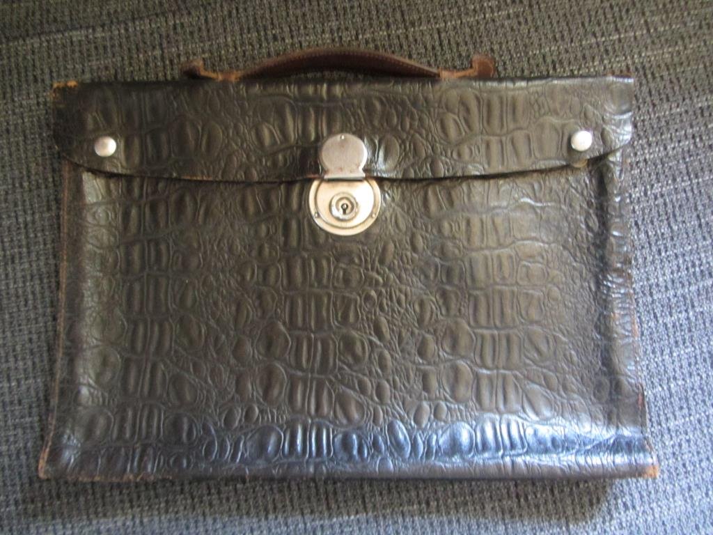 Portfölj Bandyportfölj Svart Äkta Skinn Vintage Retro