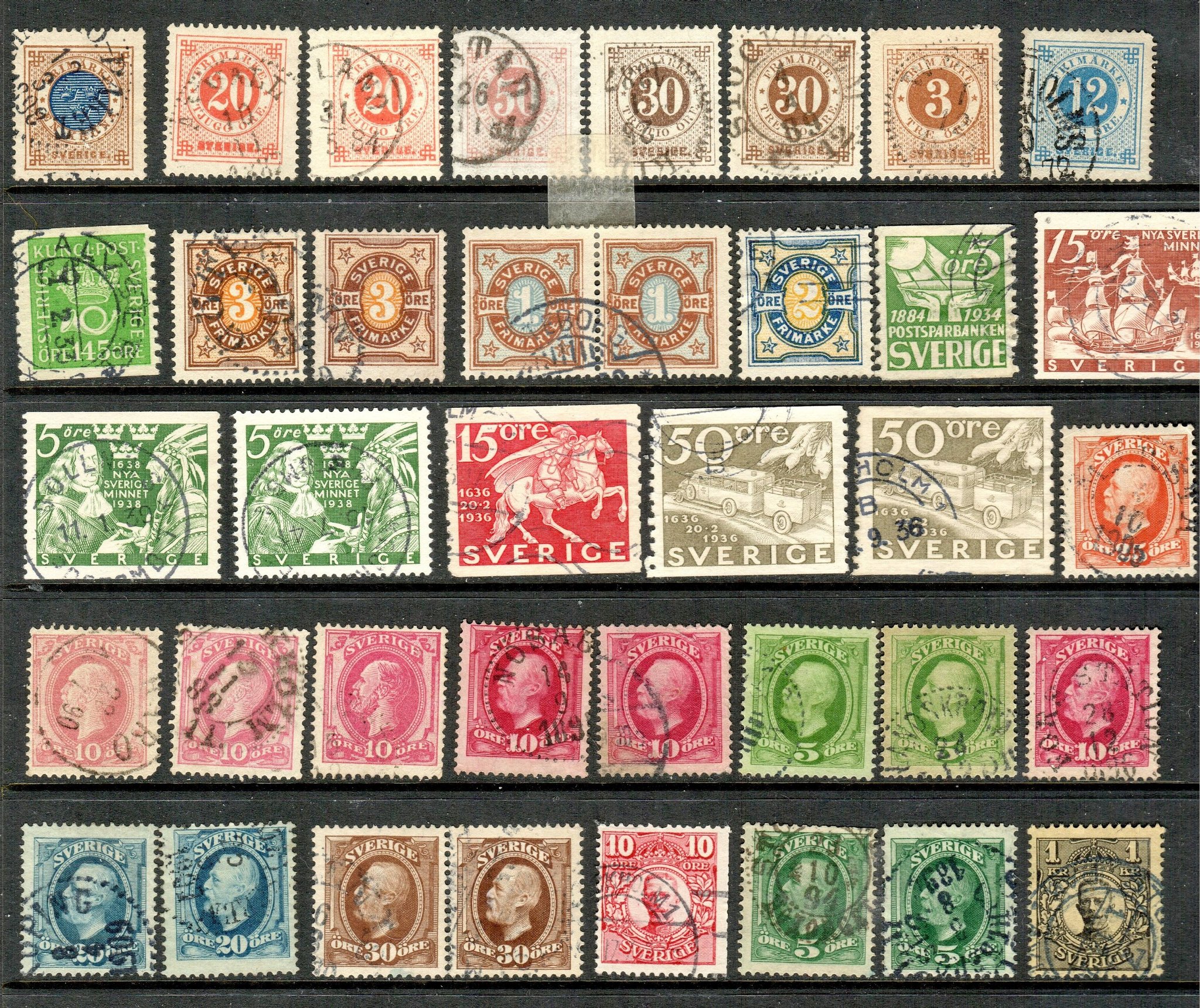 Svenska frimärken, stämplade, 5 sidor Köp på Tradera (573406815)