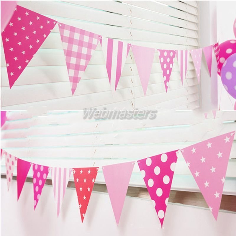 Vimpel flaggor dekoration vimplar flaggspel barnrum rosa på
