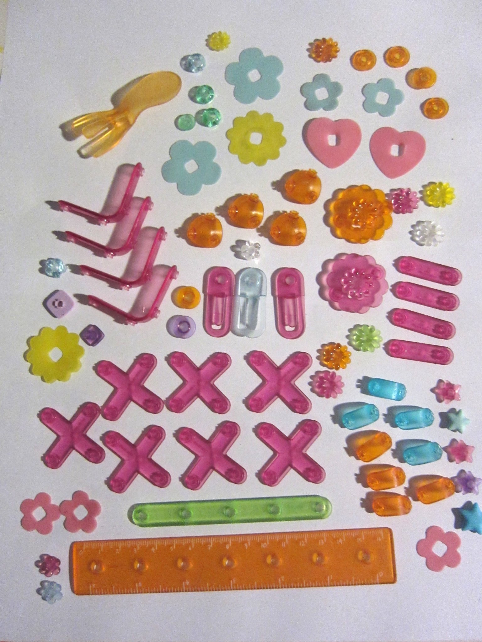 LEGO Clickits Linjal, blommor, fästen, hjärtan, mjuka + vinklar runda kryss x mm