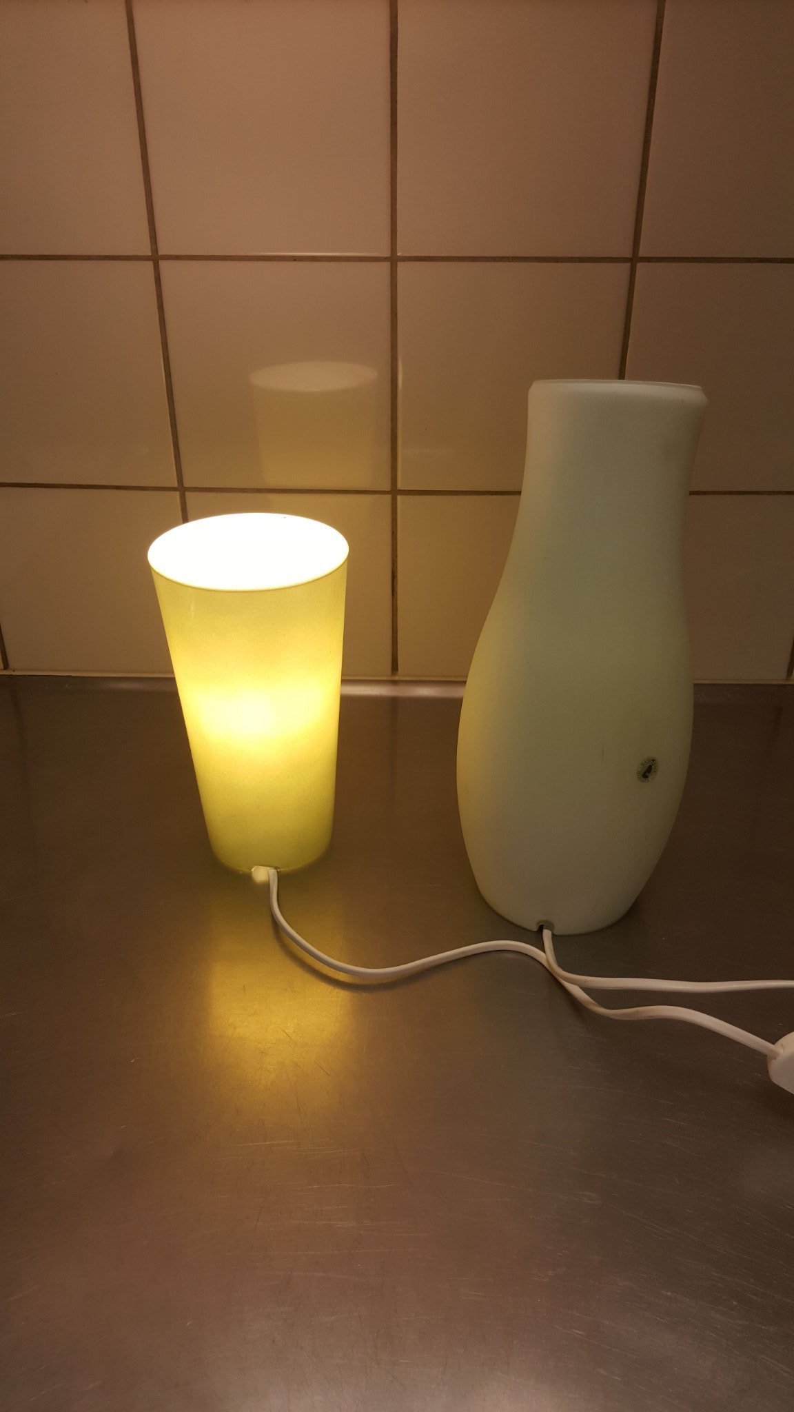 Retro 2 st IKEA glas bordssäng fönster lampor Retro 2 st IKEA glas bordssäng fönster lampor