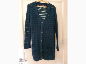 Indiska stickad ull kofta cardigan stl S petrol grön blå Indiska stickad ull kofta cardigan stl S petrol grön blå