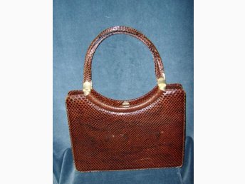 väska,vintage,60 tal,läderväska med ormmönster väska,vintage,60 tal,läderväska med ormmönster