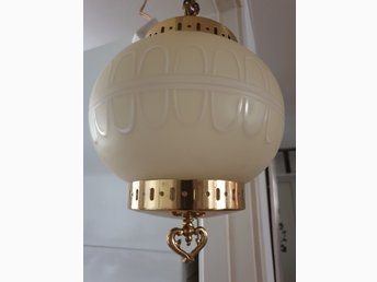 MÅNSKENSLAMPA JUGEND LAMPA MÄSSING MÖNSTRAT GLAS VINTAGE 20 30 TAL TAKLAMPA MÅNSKENSLAMPA JUGEND LAMPA MÄSSING MÖNSTRAT GLAS VINTAGE 20 30 TAL TAKLAMPA
