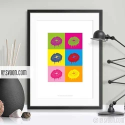 Kisses Pop Art Poster - A4 - Pussar Fashion Art Print Affisch Mode Illustration