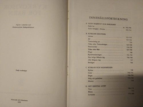 Kyrkvisor för barn, bok, 1963. Very Fine