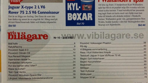Vi Bilägare nr 10 2002: Opel Vectra 2,2, Rover 75 2,5 V6, Jaguar X-Type 2,0 V6
