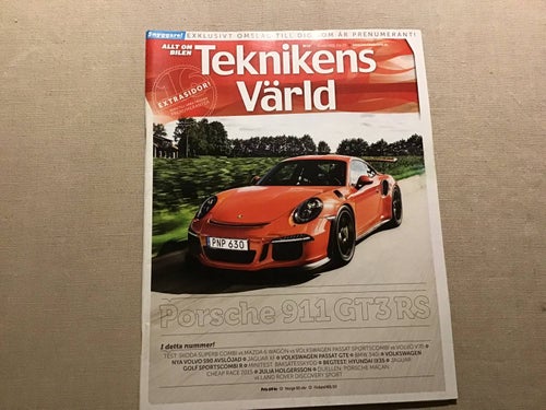 TEKNIKENS VÄRLD NR 20 2015 PORSCHE 911 GT3,BMW 340i,LAND ROVER DISCOVERY,JAGURA