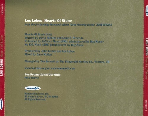 Los Lobos "Hearts Of Stone" (CD single 1 track promo)