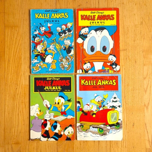 4 st Kalle Ankas Julkul från 1967, 1968, 1970 och 1972 Walt Disney