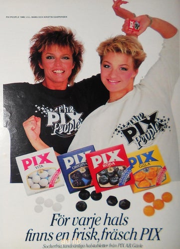 PIX HALSTABLETTER - LILL-BABS, KRISTIN KASPERSEN, TIDNINGSANNONS 1986