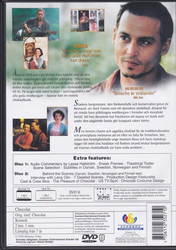DVD / Chocolat / 2-disc De Luxe / Johnny Depp, Lena Olin / Fint skick