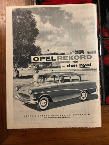 Retro Opel Rekord Annons 1957