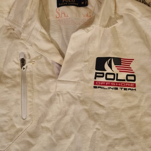 Polo Ralph Lauren vit, blå, röd pikétröja, storlek M